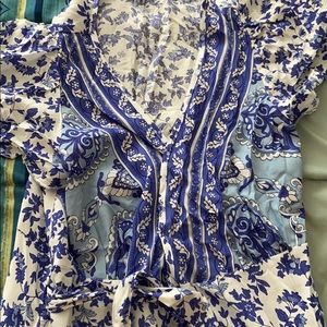 Surplice Neck Knot Ruffle Floral